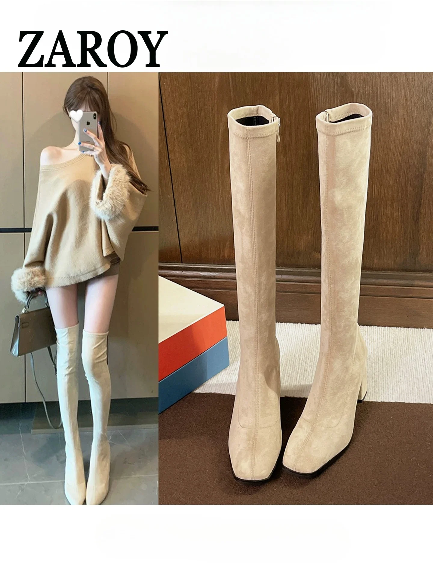 【Outlet Clearance】The 2026 new autumn and winter high-heeled, slimming boots for boot women are in vogue