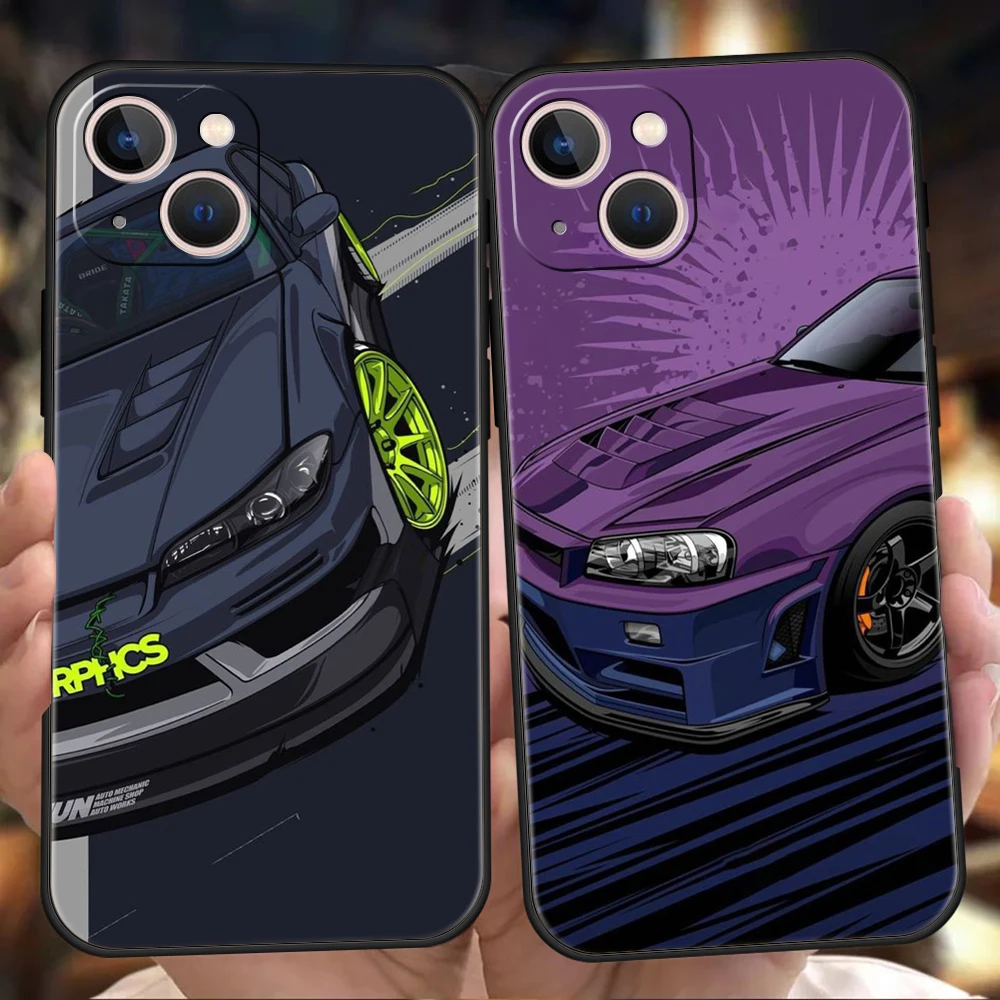 JDM Sports Cars Male Men Phone Case Cover for iPhone 16 15 14 13 12 11 Pro Max 7 8 Plus XR XS Silicone Fundas Shell Bags Capas