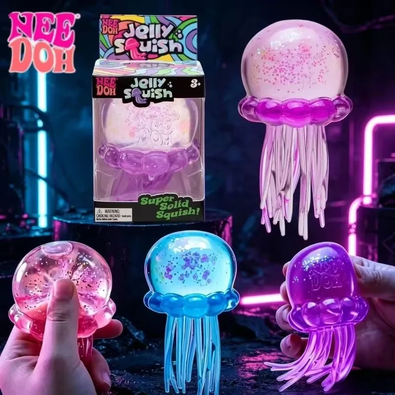 Squishies Nee Doh Jellyfish Squish Toy Fidget Toy, Water Sensory Soft Jelly Squeeze Stress Relief Fidget Toy