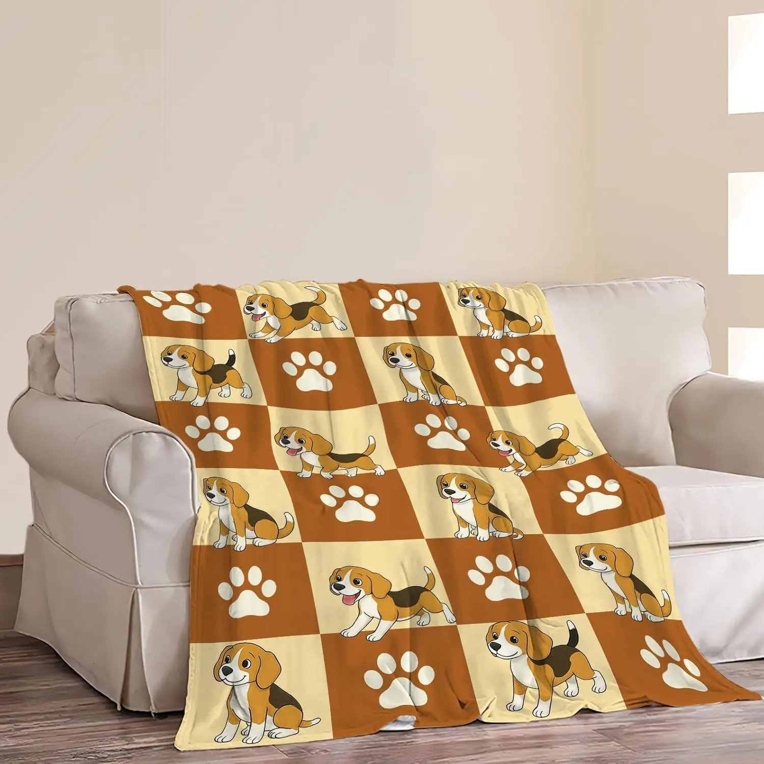 Manta Beagle, presentes para amantes de cães, manta com tema de cachorro, mantas de flanela felpudas de lã macia e