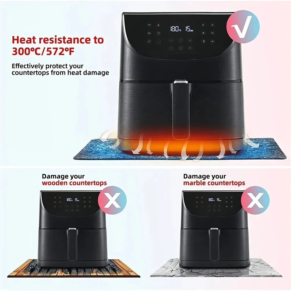 Premium Heat Resistant Mats 17x12 inch Non-Slip Kitchen Countertop Protectors with Sliding Function for Air Fryers