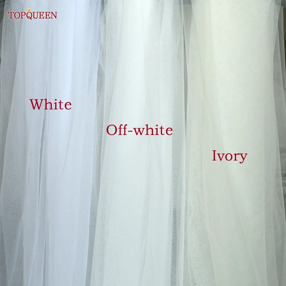 TOPQUEEN Perlen Hochzeit Schleier 1 Tier Soft Bridal Veil Beaded Hochzeit Zubehör 3M Kathedrale Länge Schleier für Braut Elfenbein v176 – Detail 9