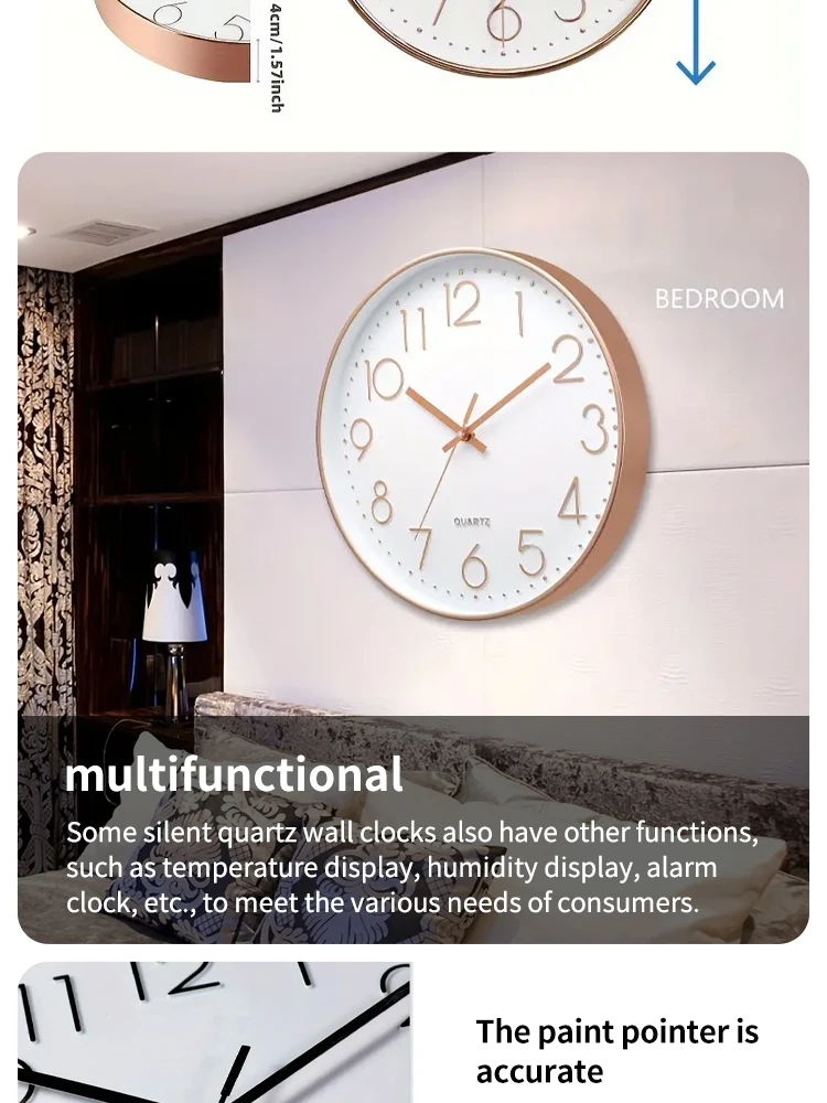8 Zoll Digitale Wanduhr, Geräuschlose Sekundenzeiger-Quarzuhr, Minimalistische Wanduhr, Perfekt für Wohnzimmer und Wohndekoration – Detail 5