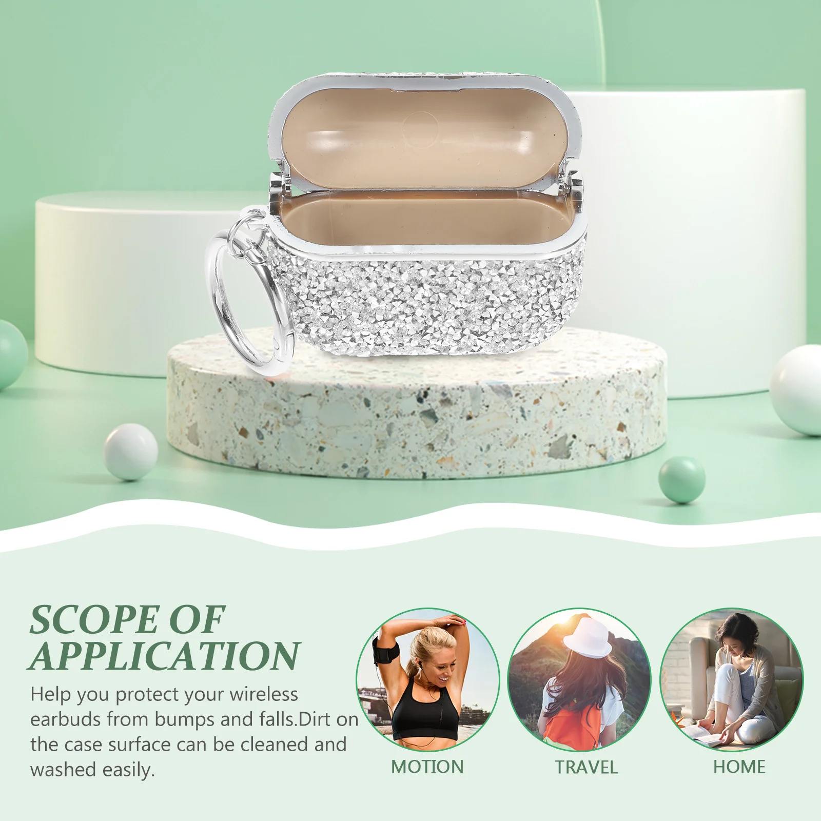 

Glitter Earbuds Protective Case Wireless Headphone Cover Compatible for AirPods 1 Lightweight Scratch Resistant Portable