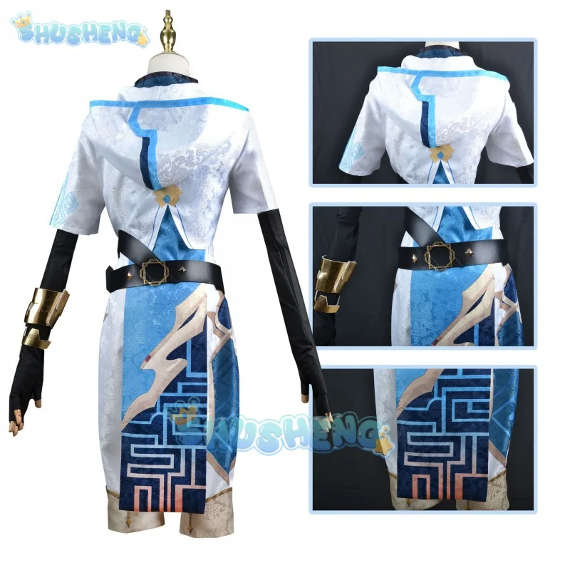 Genshin Impact Chongyun Uniform Outfit Cosplay Costume, Chun Yun Halloween Party Dam fur s pour hommes et femmes