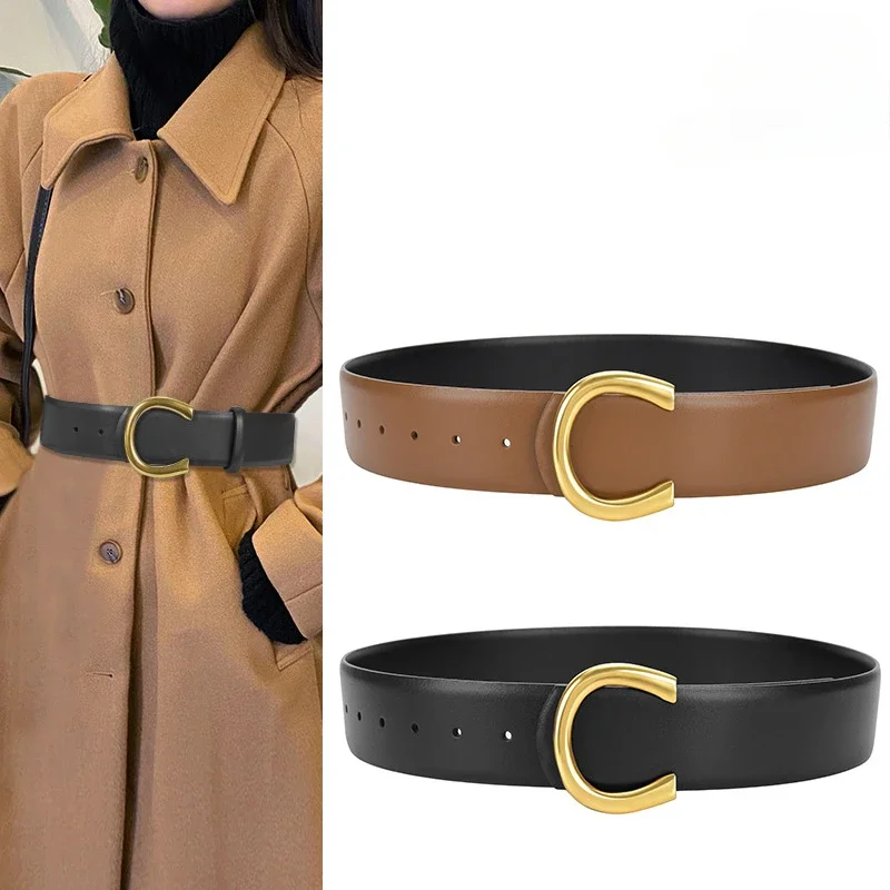 Luxury Premium Women's Leather Belt Leather Cowhide Ultra Wide Retro Waist Belt Versatile Outer Decoration Waist Seal Belt