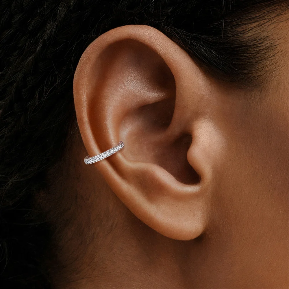 KOJ 1PC 925 Sterling Silver Moissanite C‑Shape Ear Cuff For Women Elegant Daily Party Hypoallergenic Fine Jewelry Accessories view 4