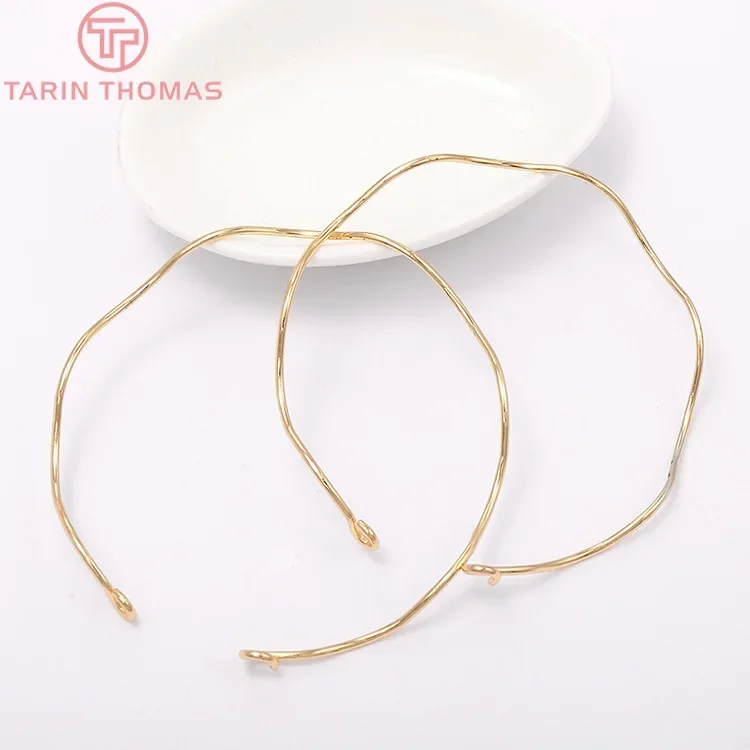 (3398)4PCS 65MM 24K Gold Color Brass High Bracelet Quality Jewelry Making Supplies Diy Findings Accessories