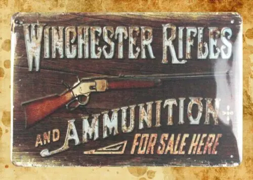 hunting firearm gun Rifles Ammunition  tin metal sign art and prints cabinmancav