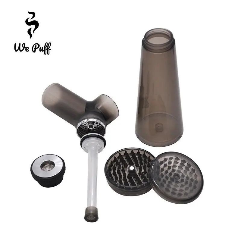 WE PUFF 2 In1 Acrylic Shisha Water Pipe Grinder Kit Built In Filter Pipes Smoking Grass Removable Tobacco Crusher Hookah Set