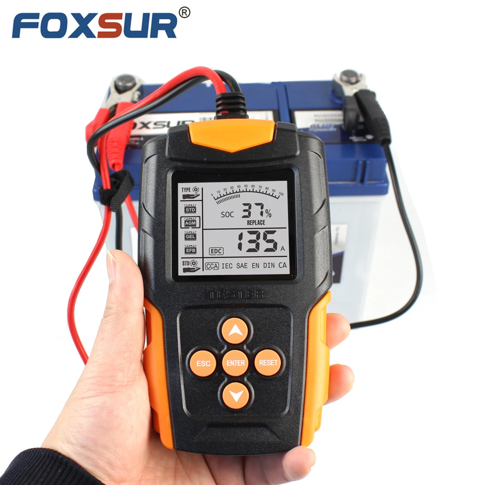 FOXSUR 12V digital Battery Analyzer car battery tester Professional Diagnostic Tool for lead-Acid battery CCA IR SOH measurement