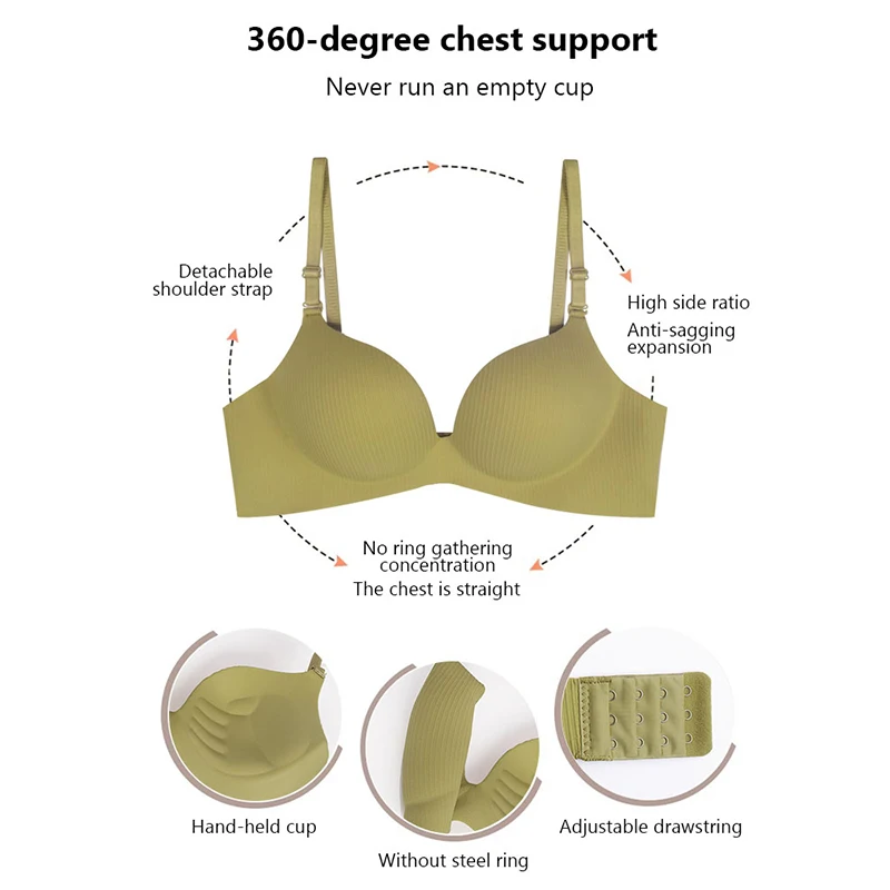 حمالة صدر FallSweet Candy للثدي الصغير للنساء، دعم ناعم لاسلكي مضاد للترهل، مجموعة ملابس داخلية من الجانب للثدي