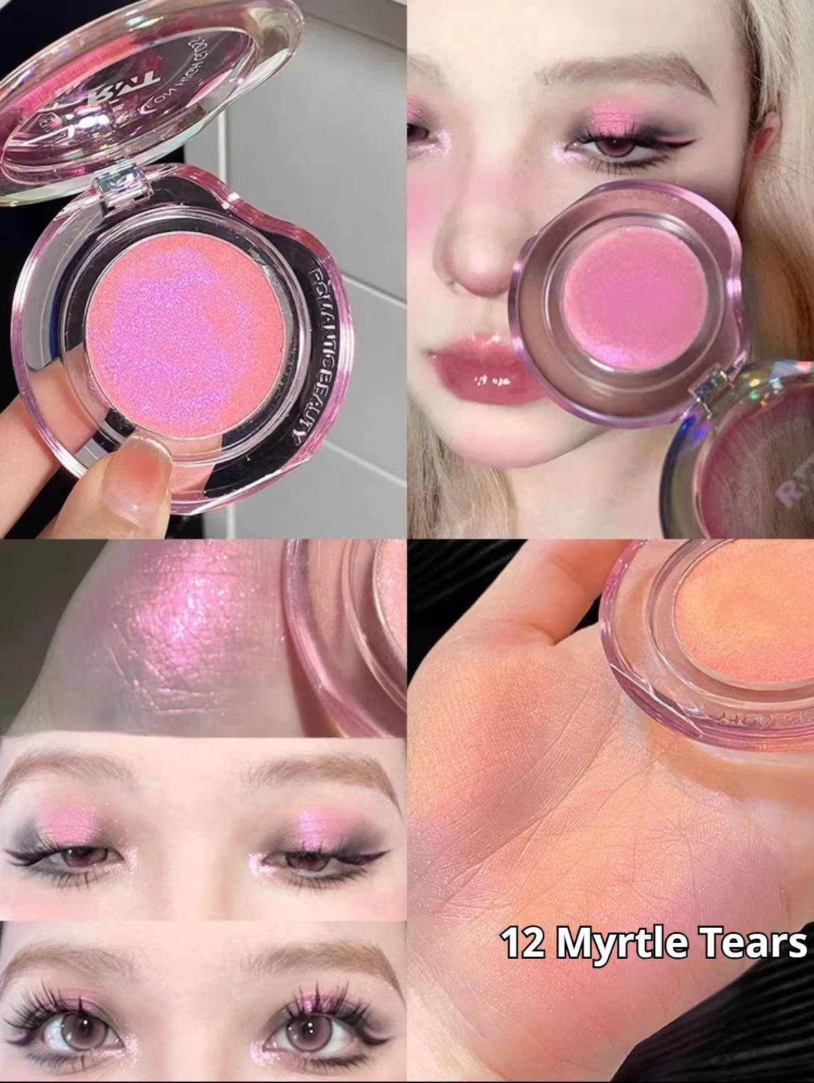 RMT High Gloss Chameleon Highlight Matte Purple Fine Powder Cream Blusher Shiny Face Brightening Integrated Plate ROMATIC Makeup