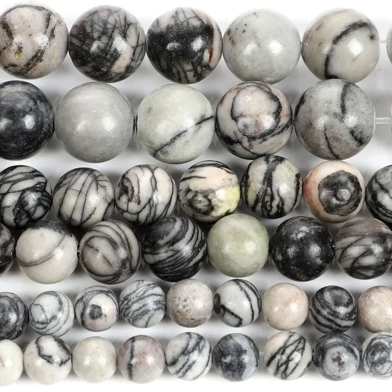 

Black Grid Beads 4/6/8/10mm Natural Loose Spacer Bead for Jewelry Making DIY Creative Bracelet Accessories