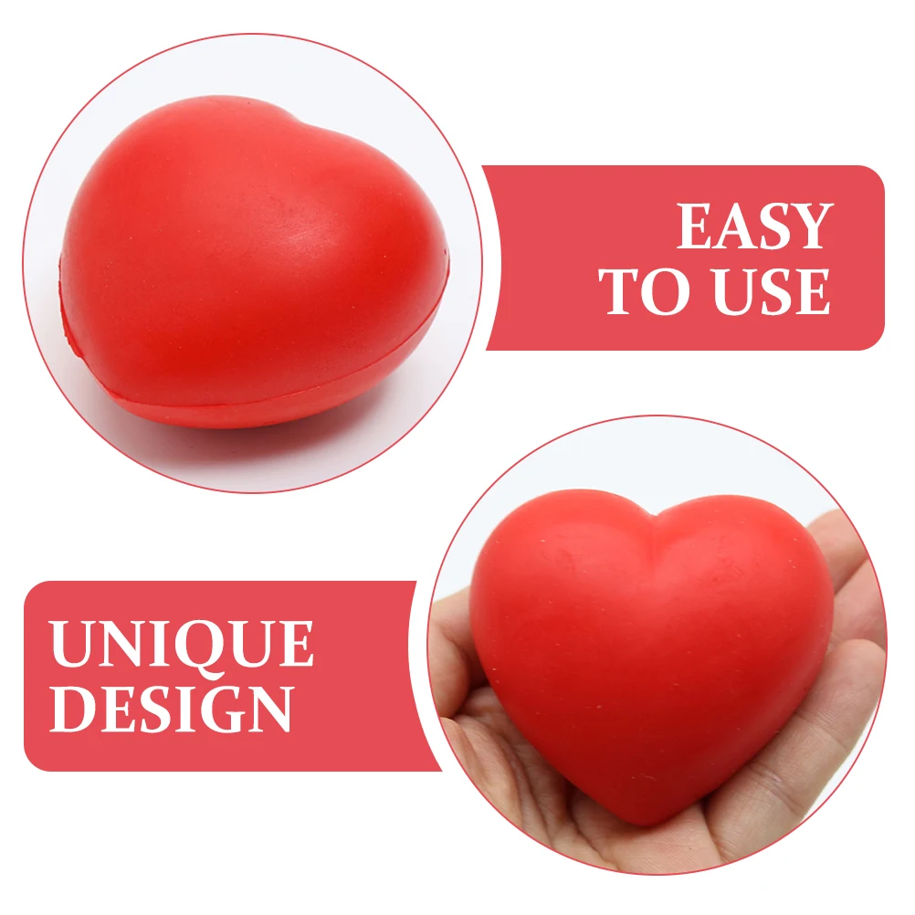

4pcs Red Heart Balls Soft PU Hand Training Valentine Gifts Squeeze Toys Relaxation Anti Stress Heart