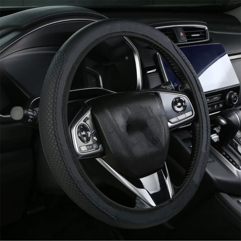 1PC Car Steering Wheel Cover Anti Slip Pu Leather Steering Protector Anti Scratch Steer Wheel Cover Universal for 37-39cm