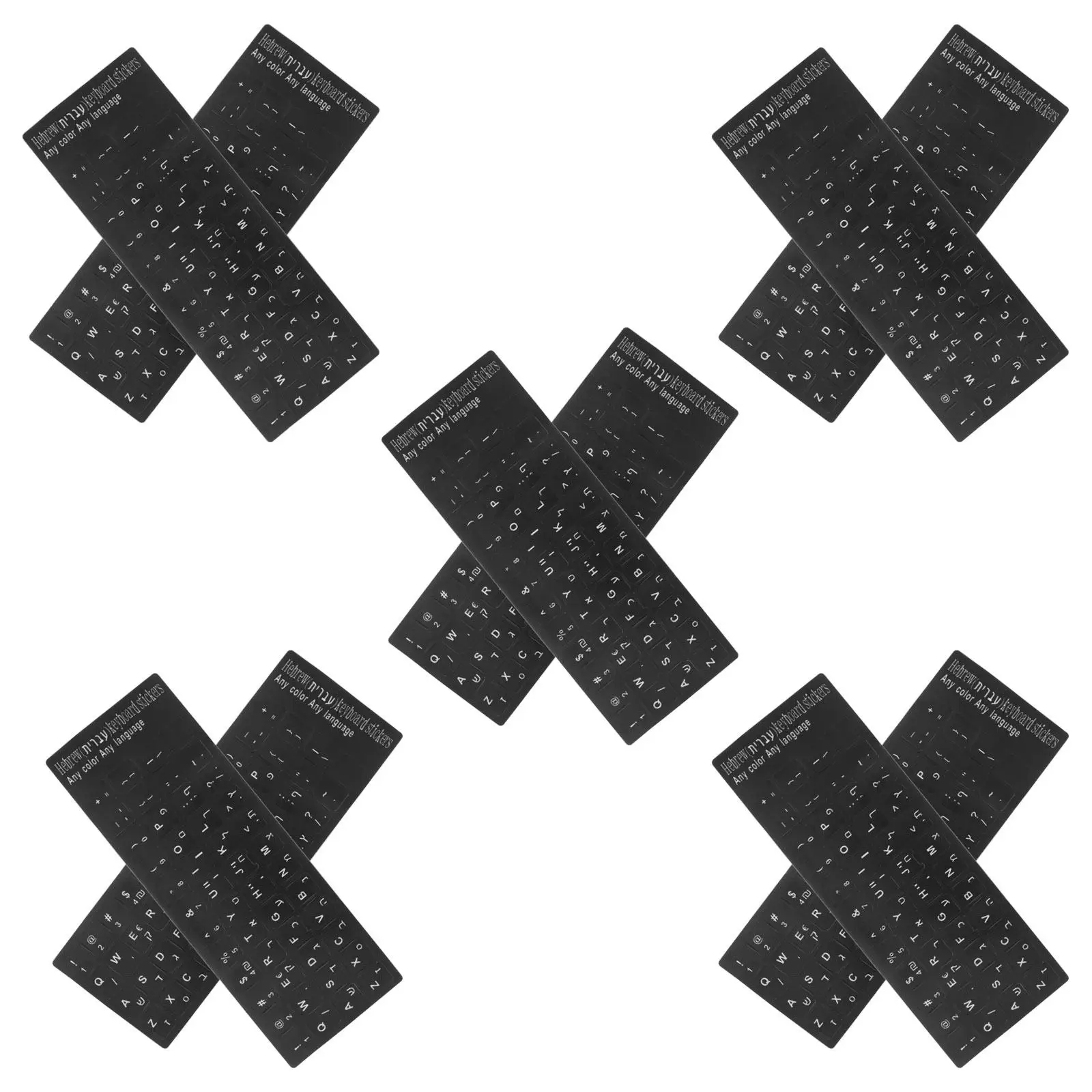 

10Pcs Computer Keyboard Stickers Bilingual English Hebrew Letters Removable Matte Vinyl Laptop Desktop Notebook Office Typing