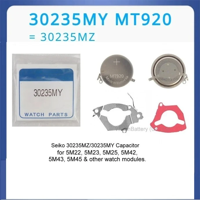 MT920 30235MY condensateur MT-920 3023.5MY 3023-5MY batterie de montre pour montre cinétique Seiko 5M22 5M23 5M25 5M42 5M43 5M45 et plus