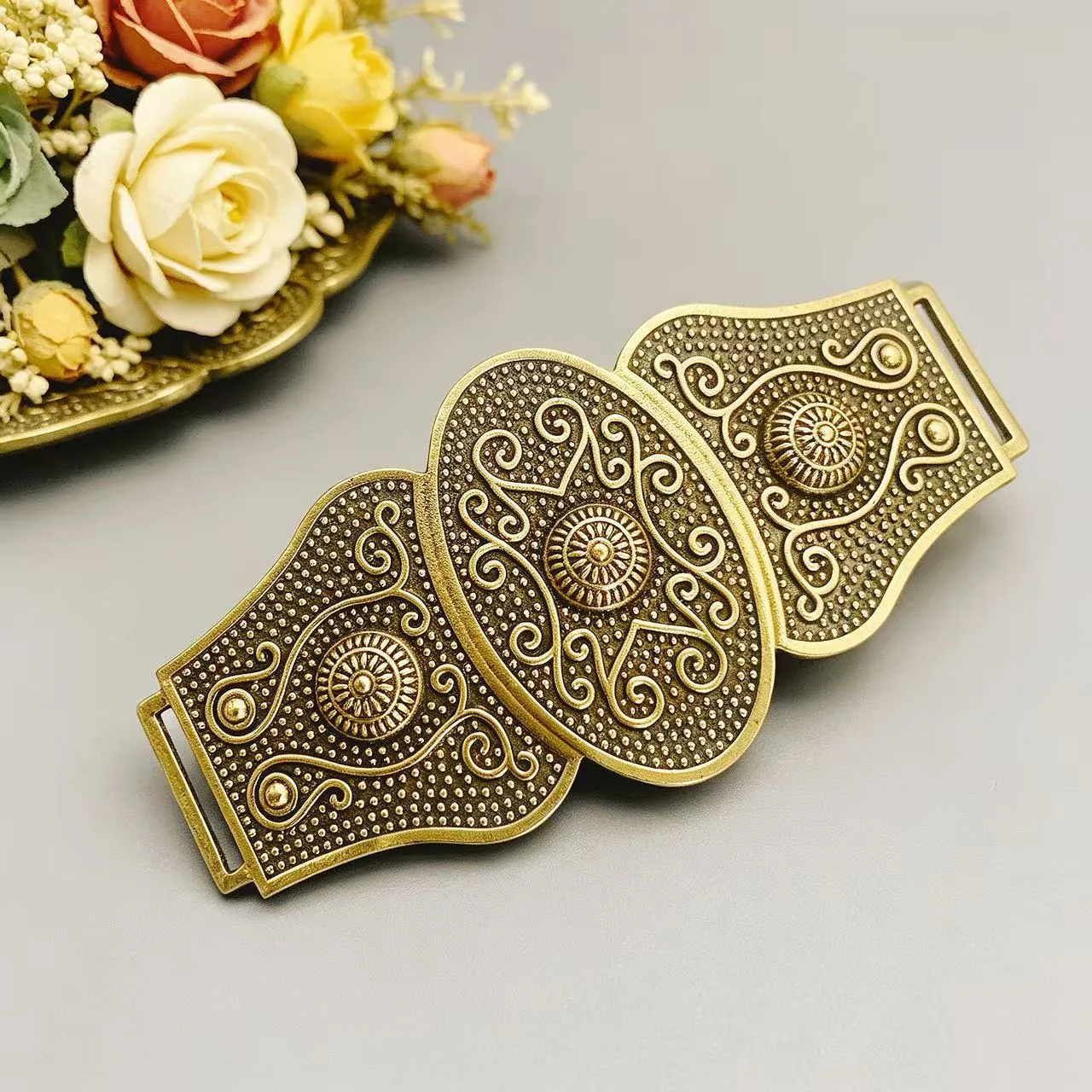 Vintage Ingush Caucasian Crimean Women's Belt Traditional Central Asian Wedding Bride Metal Waist Belt Embossed Pattern