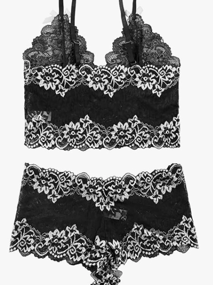 Reggiseni sexy Set di lingerie Intimo caldo Mutandine sexy da donna Lingerie esotica Nuovo pizzo trasparente con apertura sul cavallo Costumi erotici porno