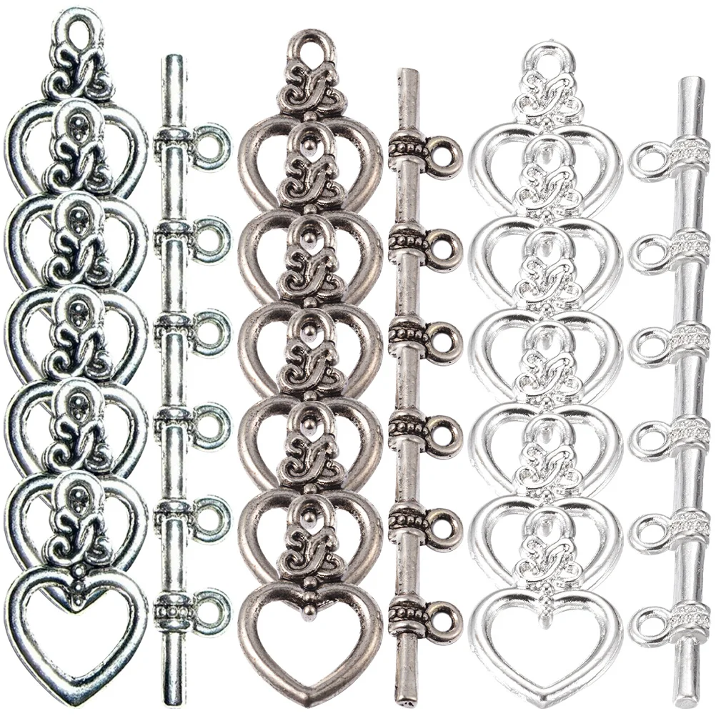 

60Sets Necklace Clasp Alloy Toggle Clasps Durable Heart Shape DIY Jewelry Making Accessories Bracelet Connectors