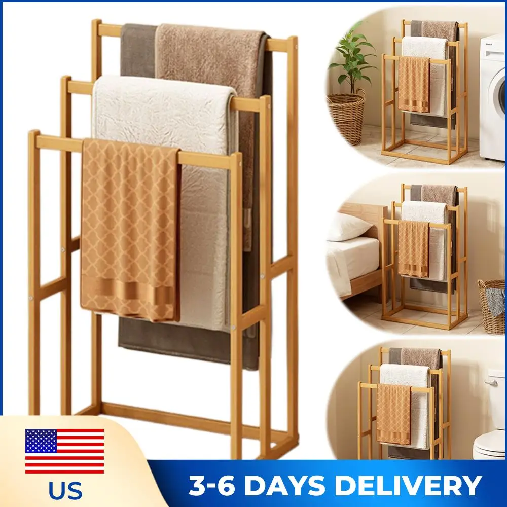 

Деревянная вертикальная вешалка для полотенец с 3 перекладинами, напольная, 3-ярусная, для ванной, общежития, спальни, бассейна