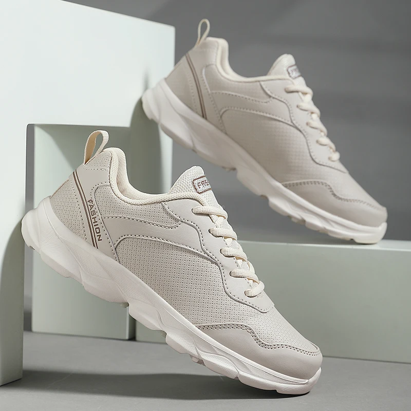 

Женские кроссовки, новые кожаные легкие модные повседневные кроссовки на шнуровке, удобные теннисные туфли на плоской подошве для женщин