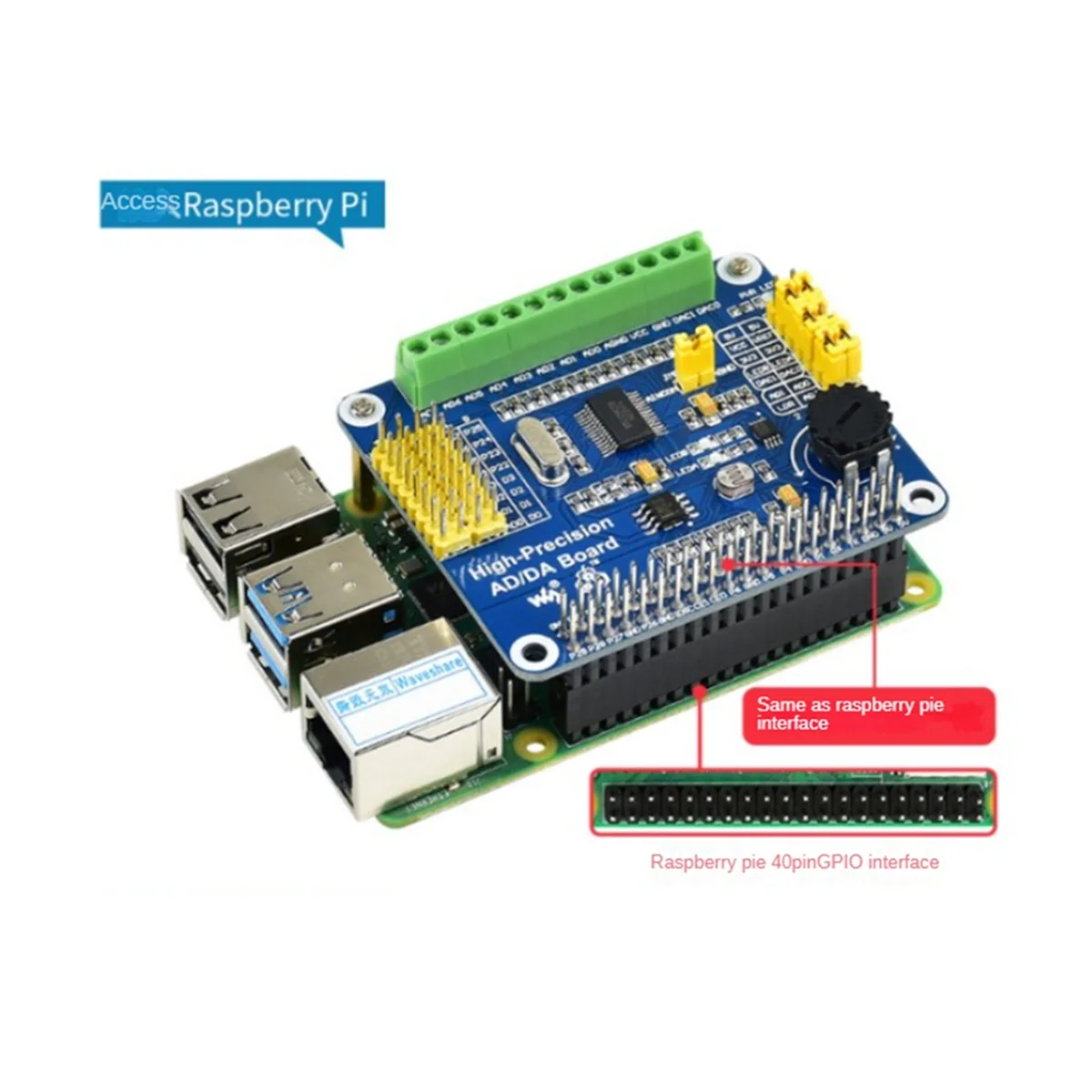 ADEGBO-mejorado para módulo Digital de placa de expansión AD/DA de alta precisión Raspberry Pi