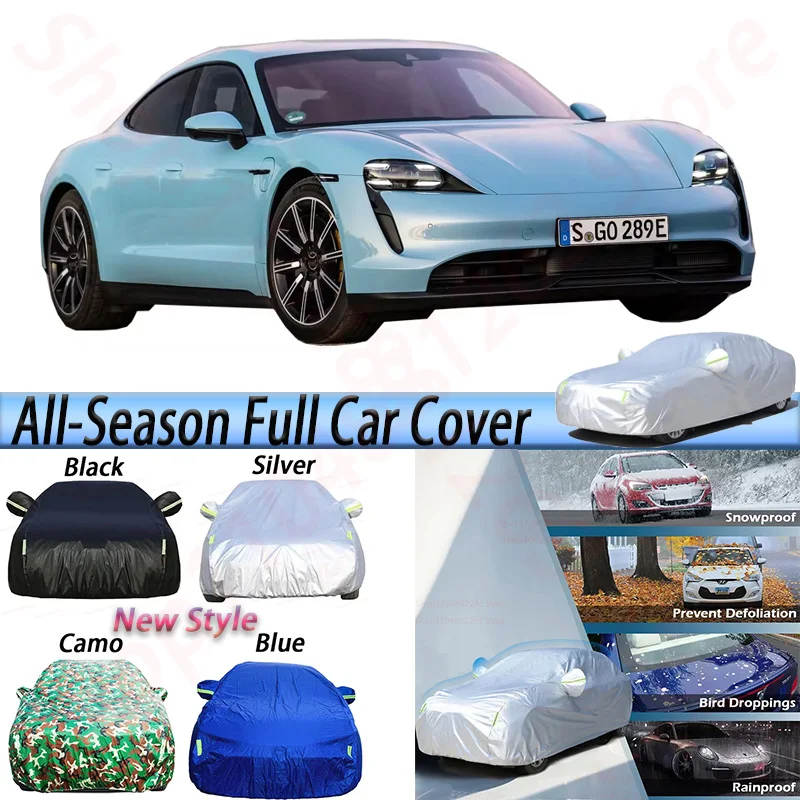 

Full Car Cover For Porsche Taycan 2019-2025 Outdoor Auto Sun Anti-UV Rain Snow Wind Protect Cover Dustproof