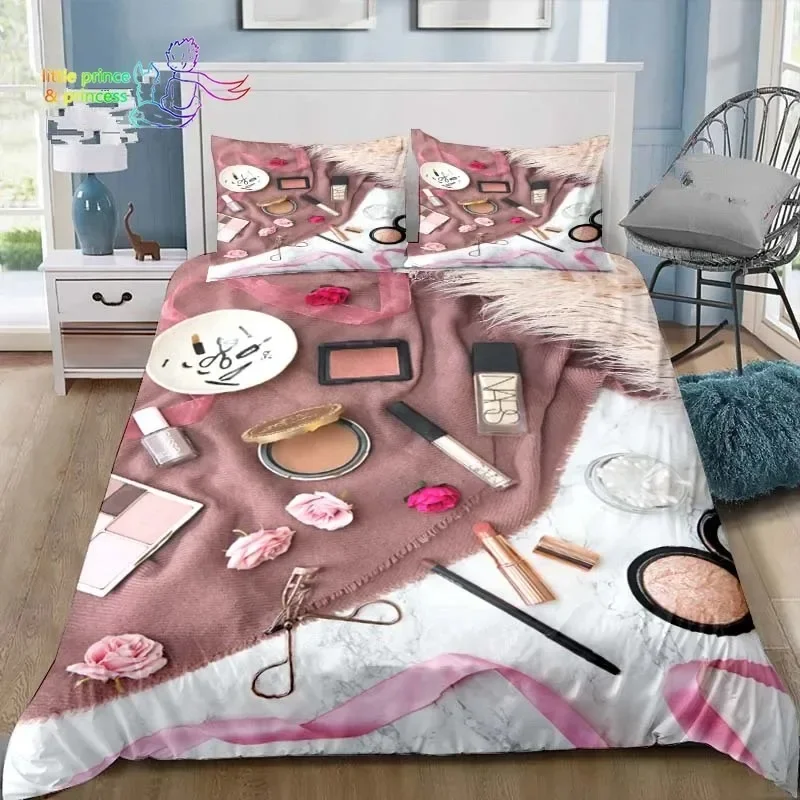 Nordic Cosmetic Fashion Girl Perfume Comfortable Duvet Cover Pillowcase Bedding Set Children Bedroom Decoration Home Textile