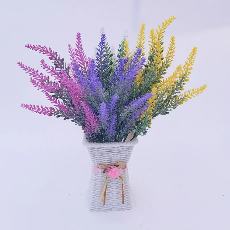 Five Forks 25 Heads Lavender Artificial Flowers Wedding Decoration Simulation Plant Bouquet Home Table Furnishings Ornament