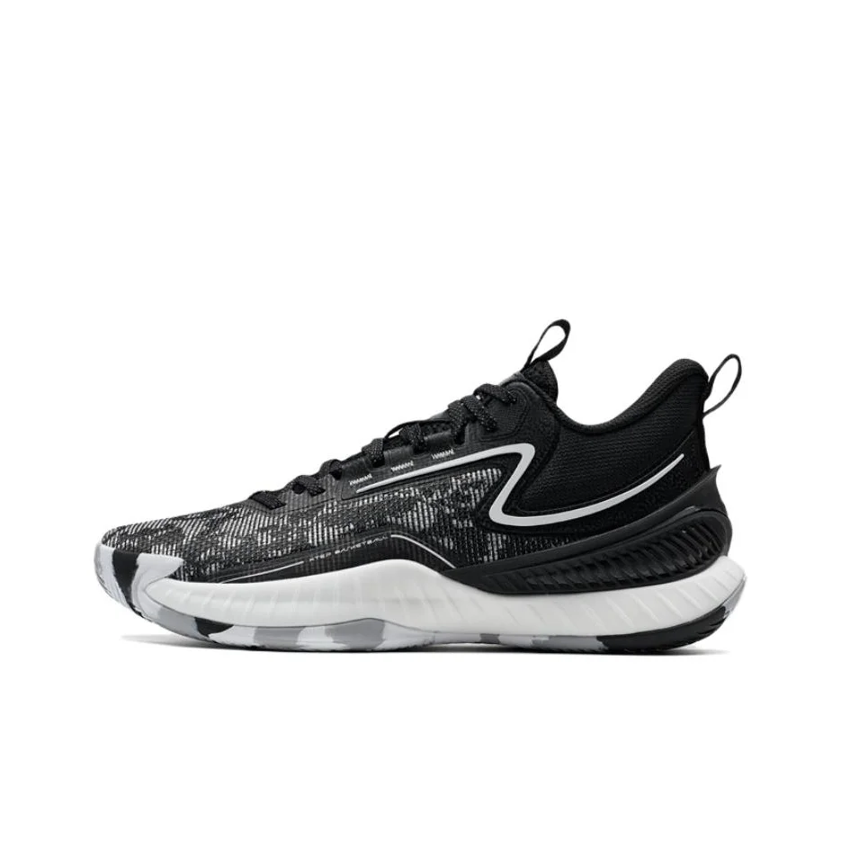 XTEP Jie Ao 2 Slip Resistant Abrasion Resistant Low top Basketball Shoes Men's Black White Gray 976319120008//