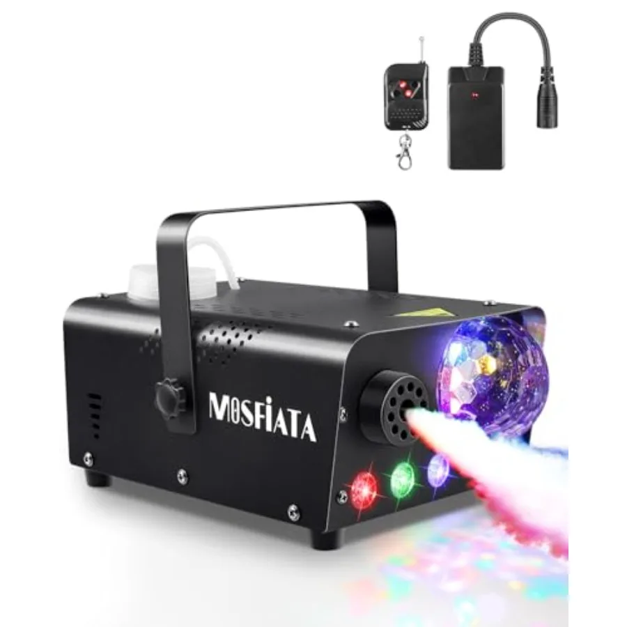 Fog Machine with Disco Light 600W Smoke Machine RGB LED lights 2500 CFM Spray Remote Control Perfect for Halloween Christmas We