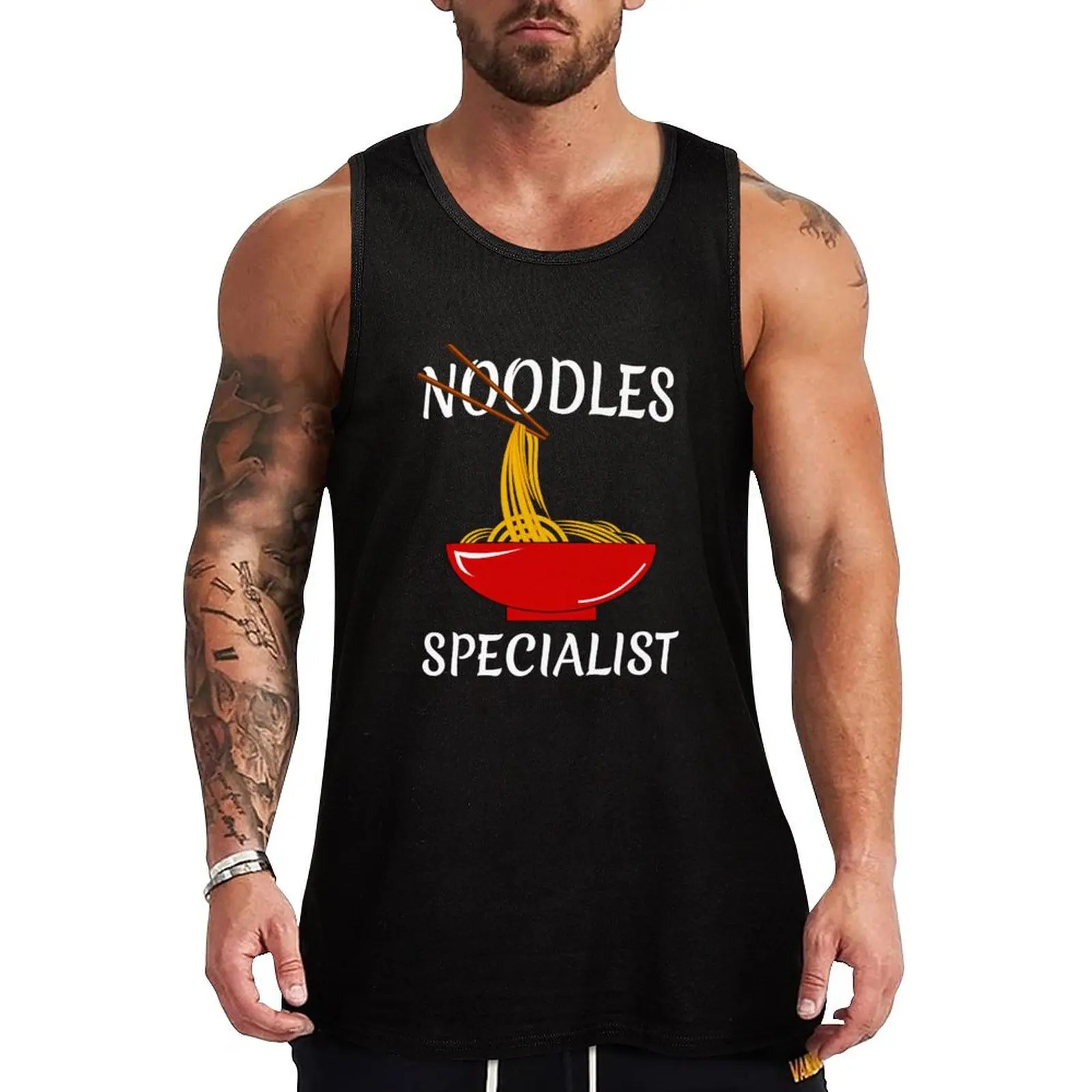 Noodles Specialist Design, Funny Red Bowl Ramen Kawaii Gift Tank Top Solid Basic Tank Top Comfort Breathable Sleeveless