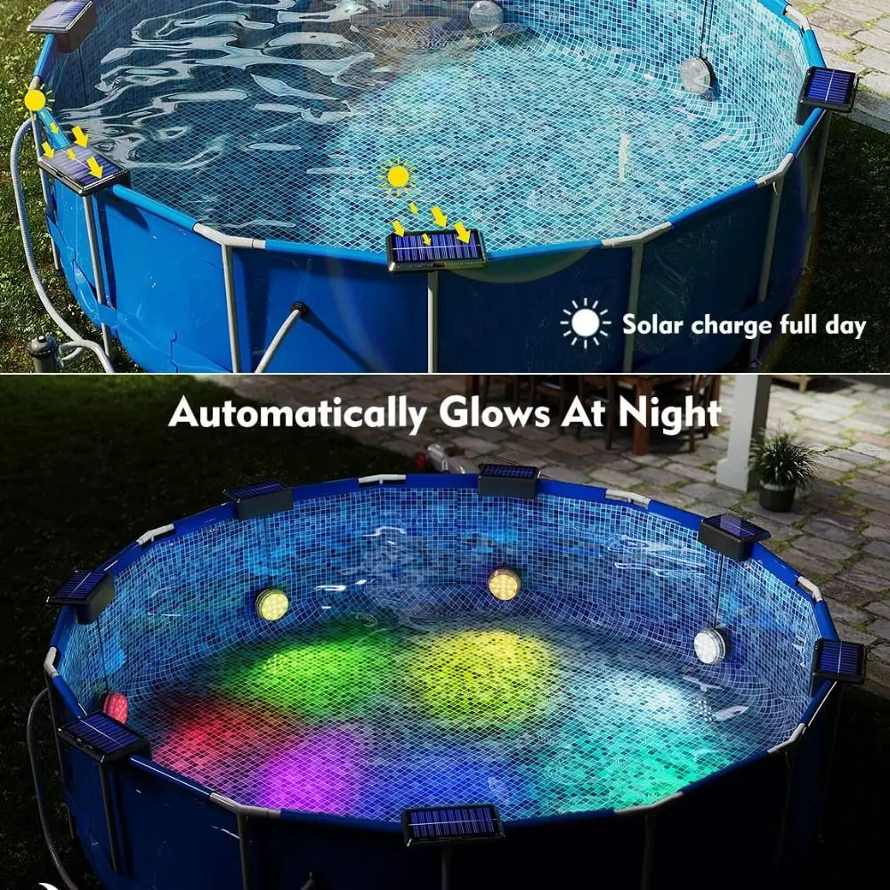 

Remote Control Solar Pool LED Light Brightness Levels 16 Colors Lighting Underwater Light 96cm Cable RGB Color Timer