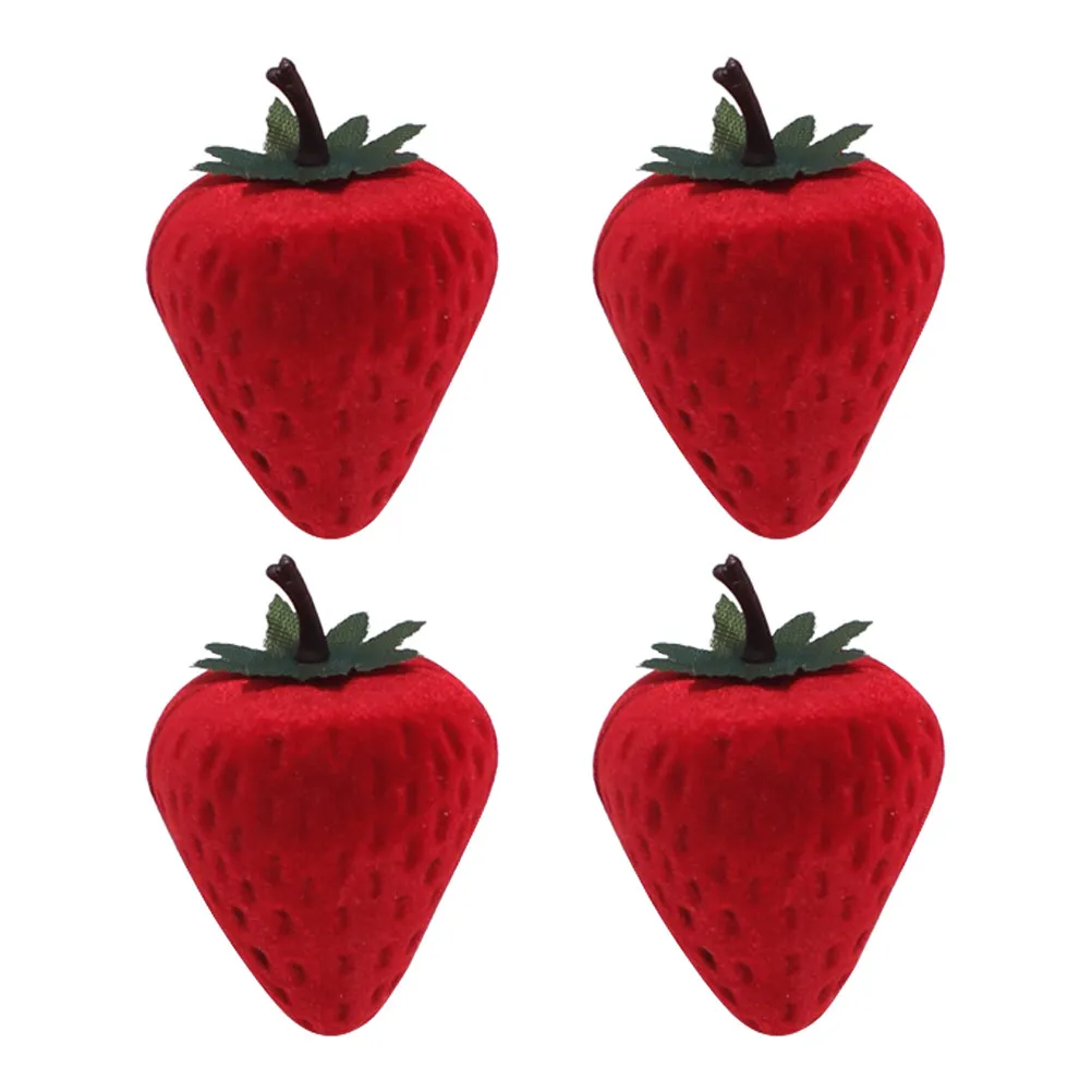 

4Pcs Strawberry Ring Box Creative Wedding Engagement Jewelry Storage Case Gift Box for Proposal Ring Organizer Jewelry Display