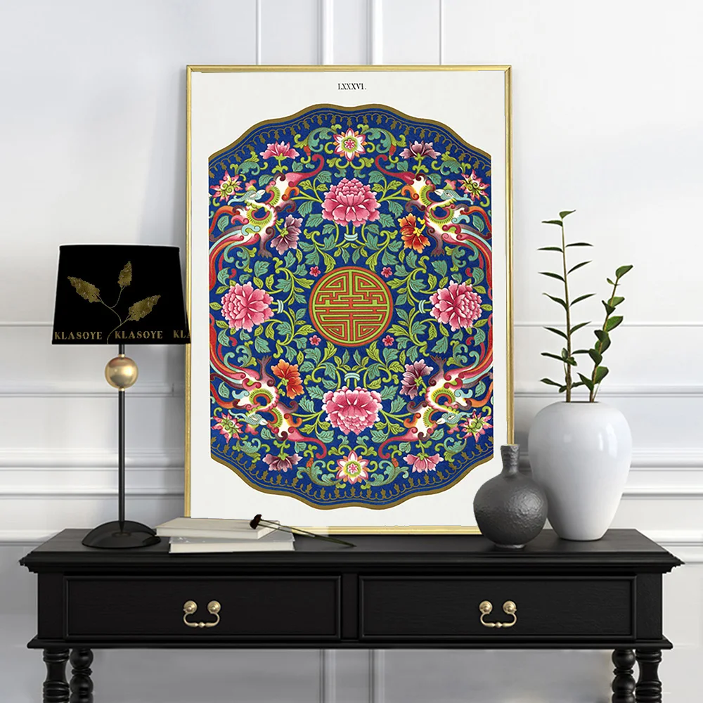 Chinese Ornament Design Art Poster Antique Decorative Graphic Pattern Wall Stickers Decor Print Canvas Painting