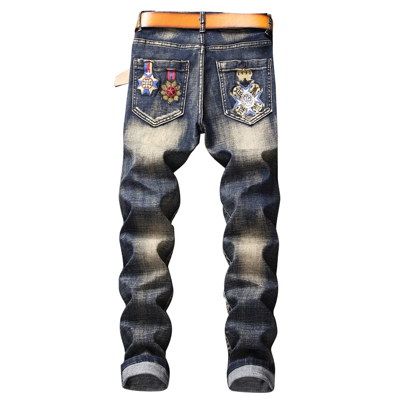 stabags new 2023 spring hipster men's jeans ripped stretch denim pants youth popular mid-waist casual