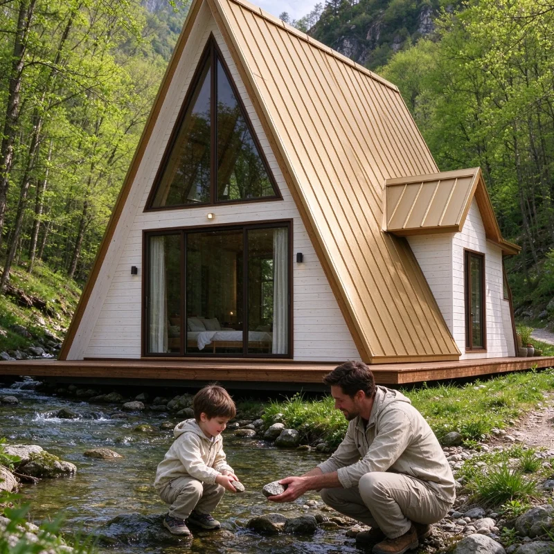 Stackable A-Frame Modules: Flexible Wooden Prefab Cabins for Expanding Glamping Resorts and Campgrounds