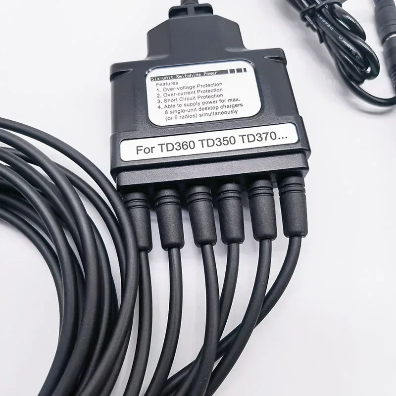 HYT Splitted 6-Way USB Micro 5pin Cable Charger Adapter Swithching Power Charge for Hytera BD350 BD300 TD350 TD360 Two Way Radio