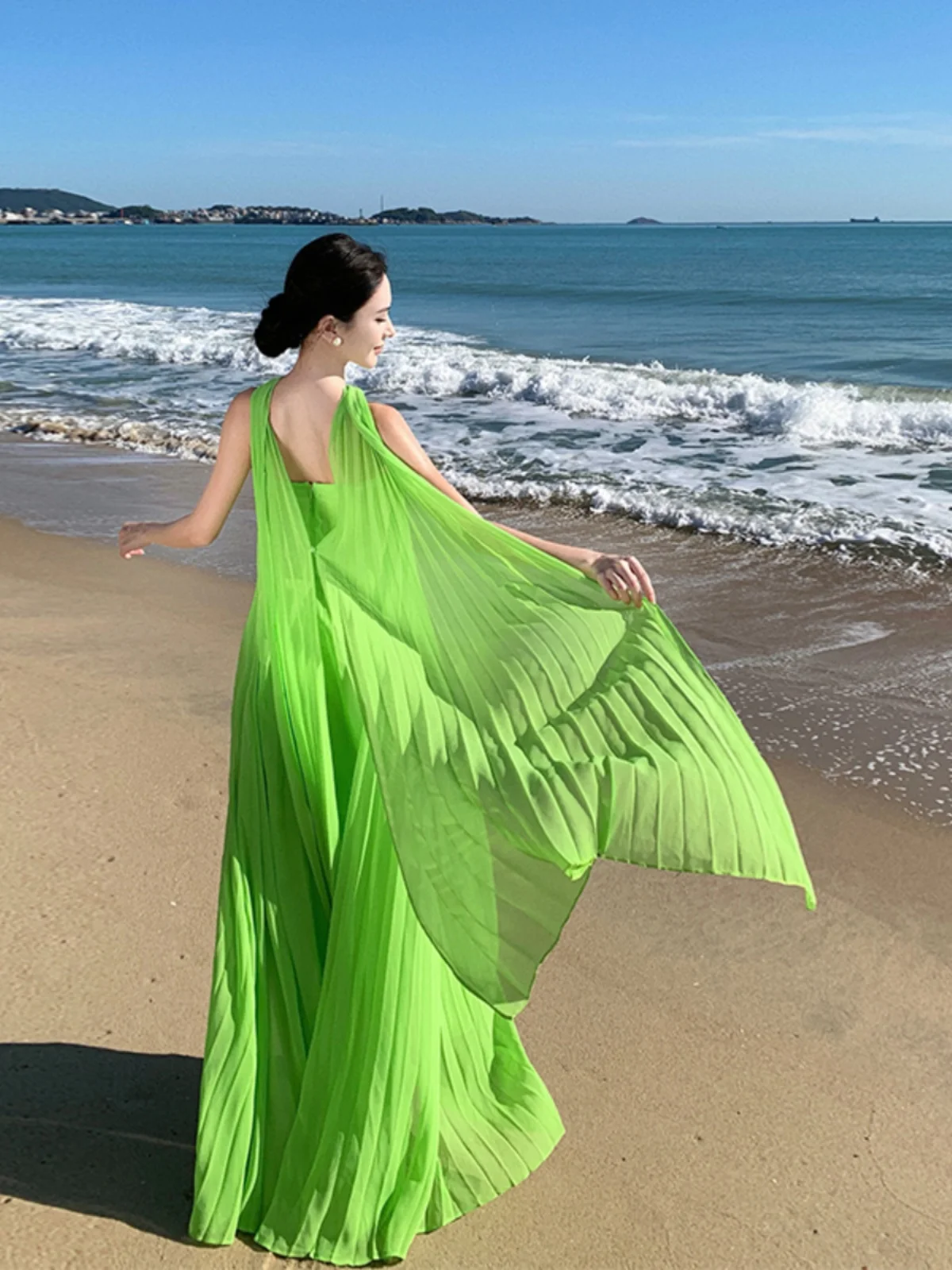 n Sle lange rok Boho strand Dr met Saes Ne hangende zomer Vaion casual losse taille polyestervezel