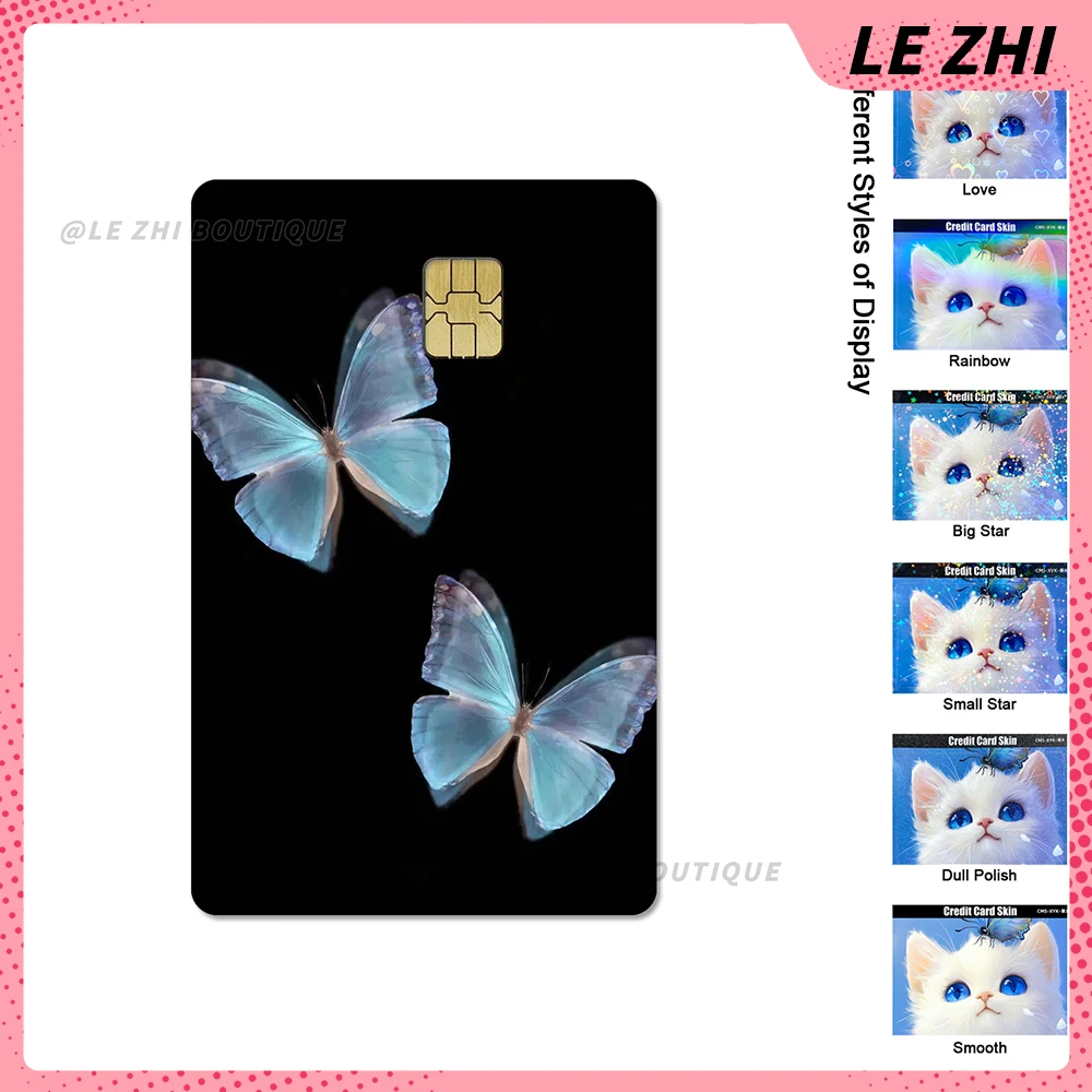 Fashion Girly Heart Butterfly Debit Card Credit Bank Card Pvc Skin Stickers Shining Rainbow Stars Waterproof Small Chip Sticker