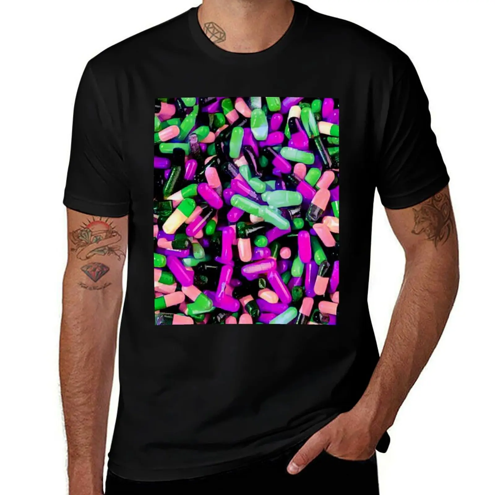 Trippy Psychedelic pills repeated pattern gift idea for nurse T-Shirt Vintage Style Printed Top T-Shirt