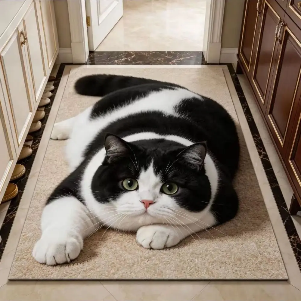 Diatomaceous Earth 3D Cat Floor Mat Realistic 40×60CM 50×80CM 60×90CM Bathroom Carpet Washable Water-absorbing Bedroom Door Rug