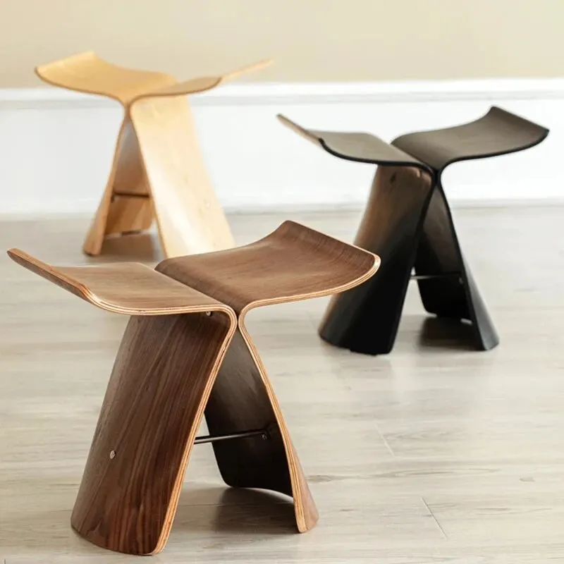 Butterfly Stool Made from Ash Plywood 4 Colors Natural/Black/Walnut Stool Chair For Living Room, Bedroom Wooden Stool Display