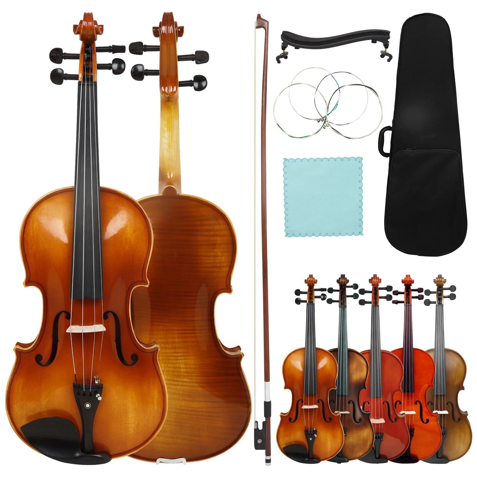 Aston Villa Viola 16 Inch Spruce Wood Viola for Beginner High Quality All Solid Wood Viola with Case Bow Strings Shoulder Rest