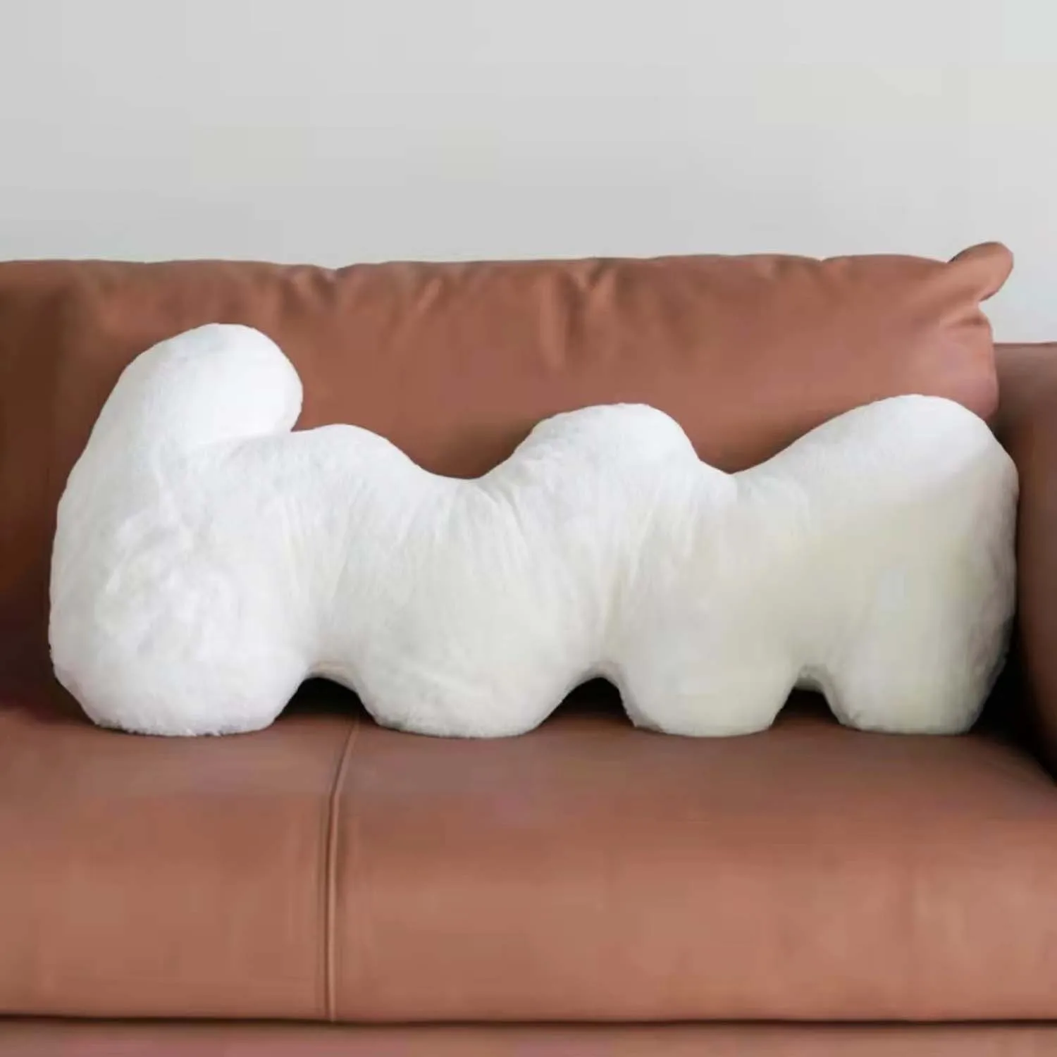 WQSPRING Wolkenform Schönes Kissen Weißes Taillenkissen Weiches Plüschkissen Kissen für Sofa Dekoration Schlafkissen