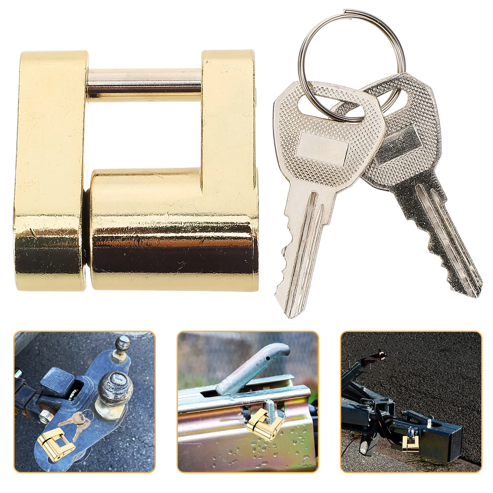 

Trailer Coupler Lock Solid Brass Flat Key Design Secure Trailer Padlocks Hitch Lock Theft Protection Impervious Tamper Proof