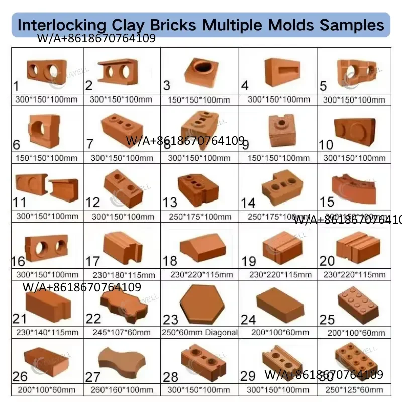 Multi-shape Moulds Compatible Hydraulic Press Raw Earth Direct Molding Without Sintering Interlocking Clay Brick Making