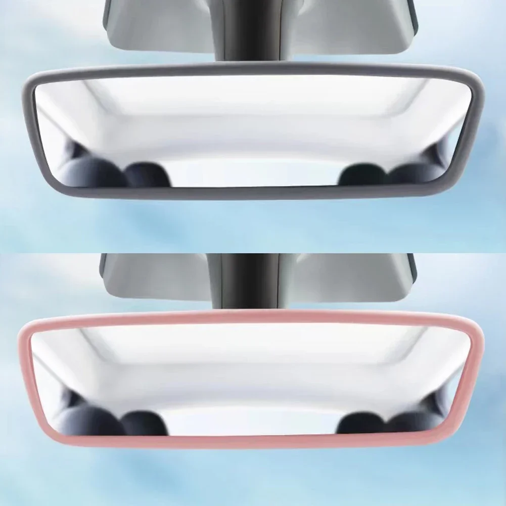 For Tesla Model 3 Y 2023 Interior Accessories Rearview Mirror Protector Trim Silicone Decor Frame White Pink Protection Strip